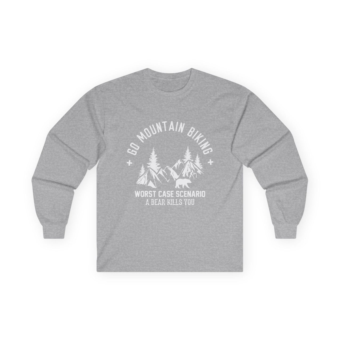 adventure awaits mountain biking long sleeve shirt