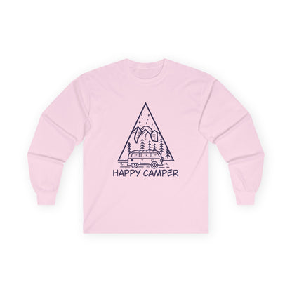 Happy Camper Adventure Shirt With Mountain Peaks Design