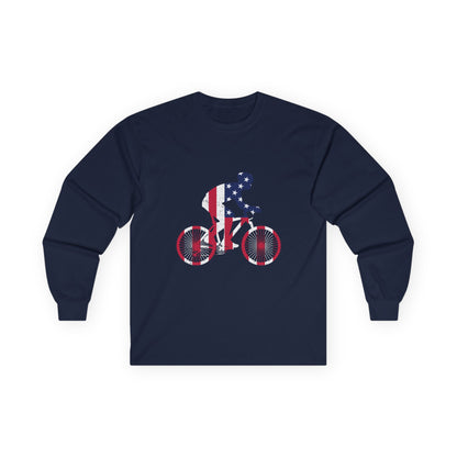 American Cyclist Long Sleeve Shirt Patriotic Adventure