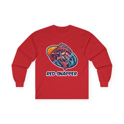 Vibrant Red Snapper Long Sleeve Fishing Shirt Delight