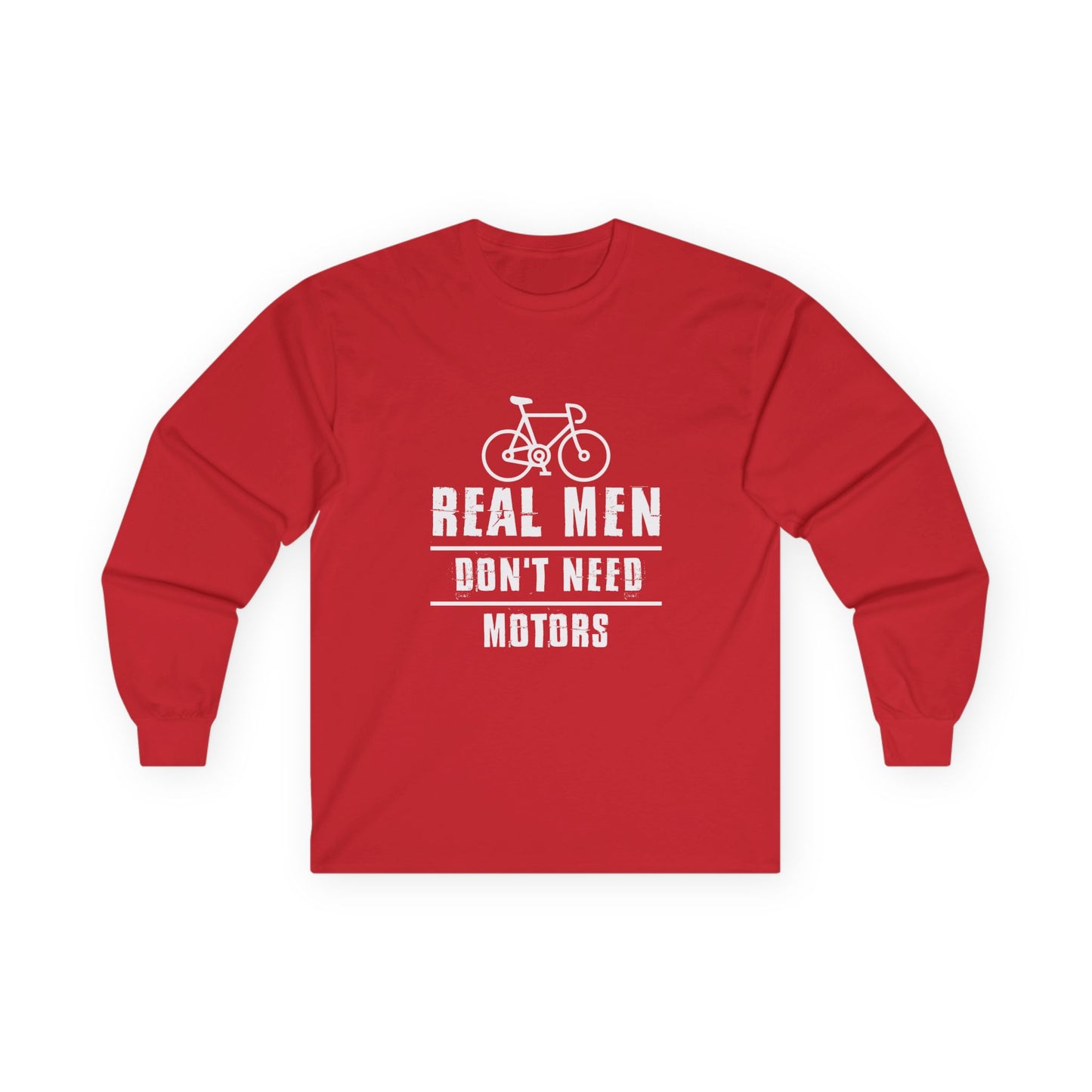 real men dont need motors bold cycling statement tee