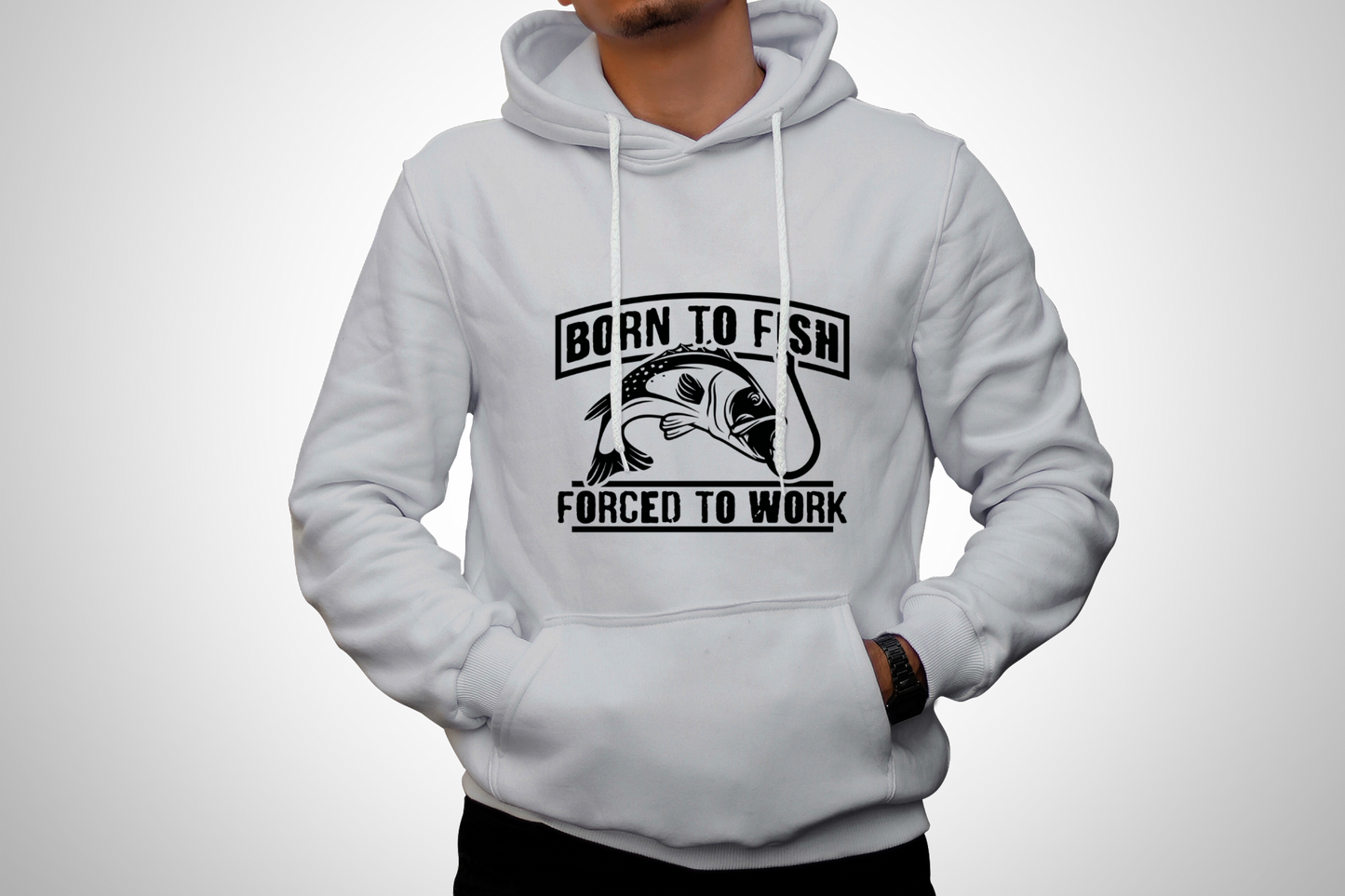 born to fish forced to work hoodie for anglers