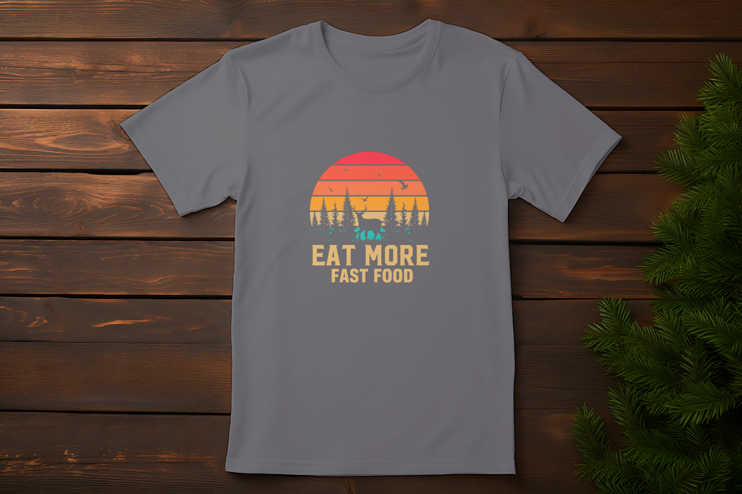 sunset wilderness nature meets humor t-shirt design