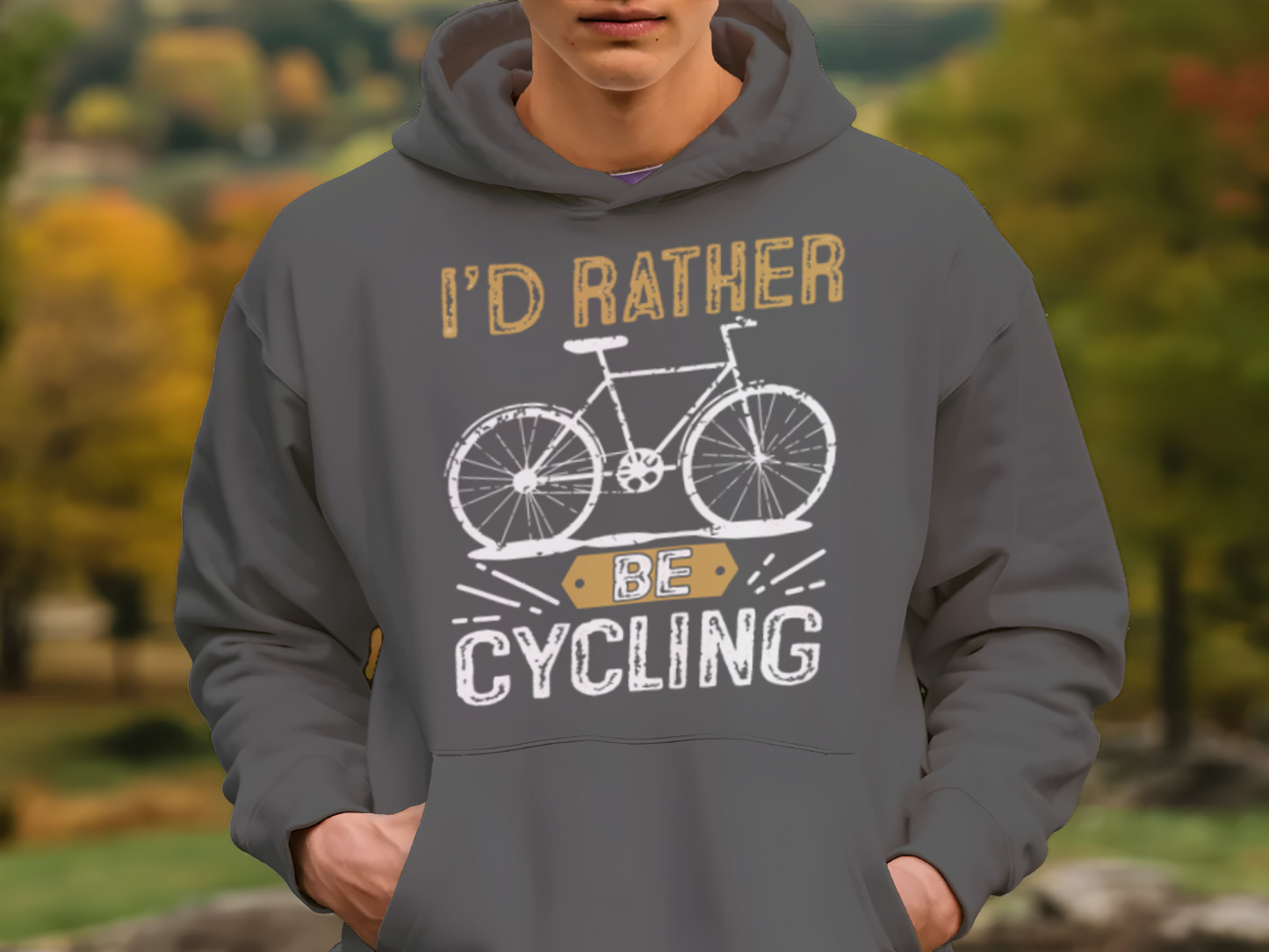 cycling passion hoodie distressed gold and vintage design