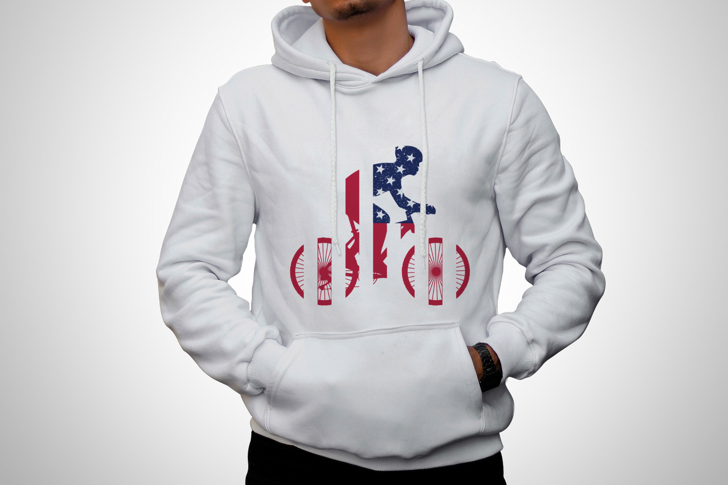 patriotic cyclist hoodie with dynamic usa design