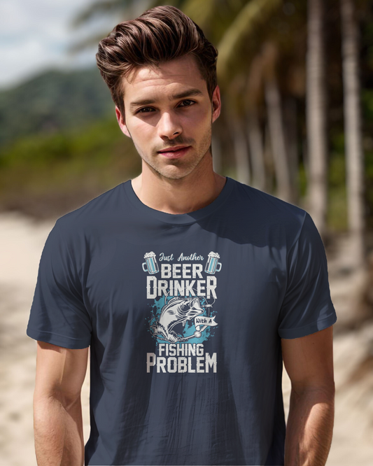 Humorous Fishing And Beer Enthusiast T-Shirt Design