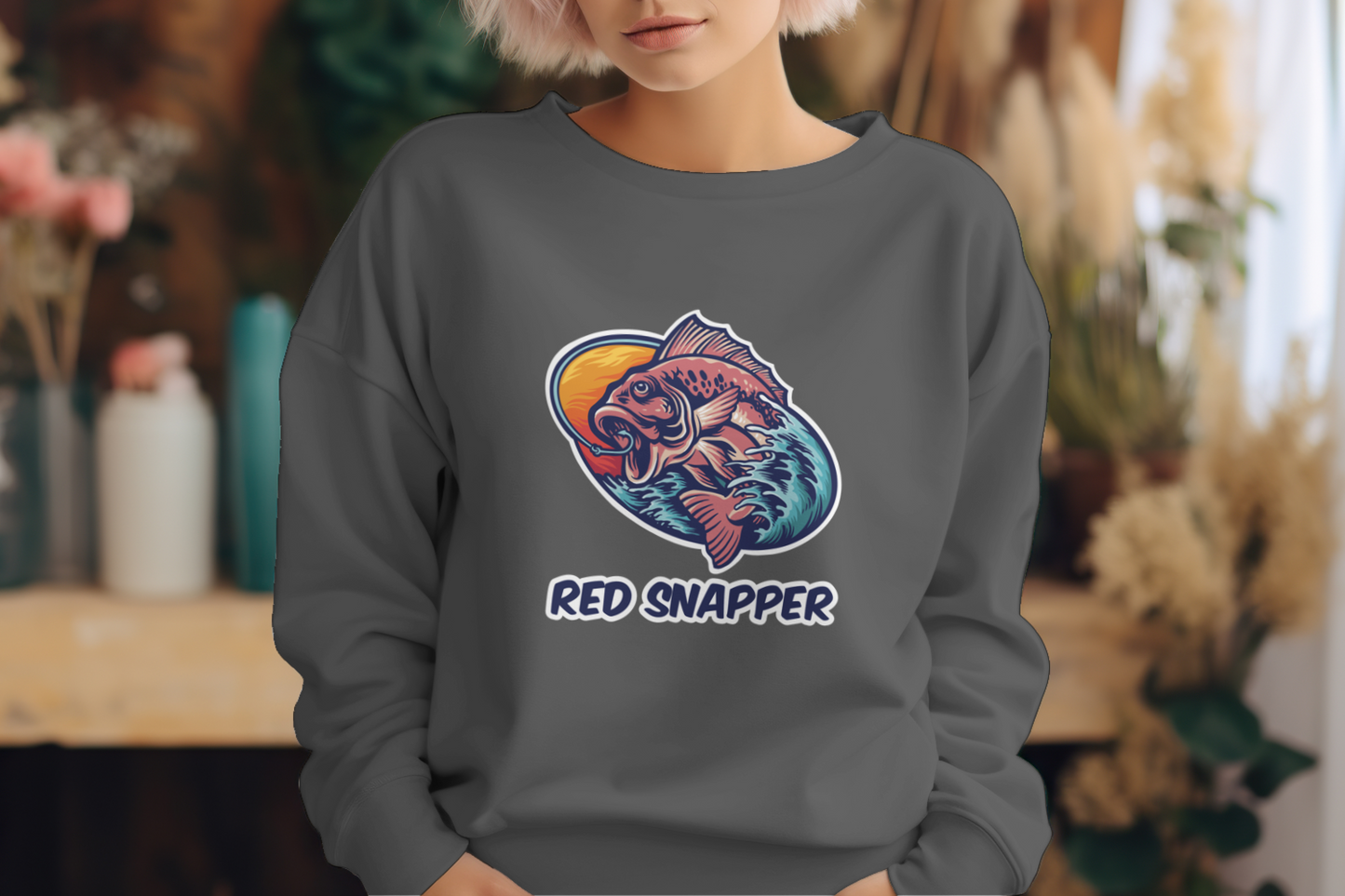 vibrant red snapper long sleeve fishing shirt delight