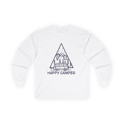 Happy Camper Adventure Shirt With Mountain Peaks Design