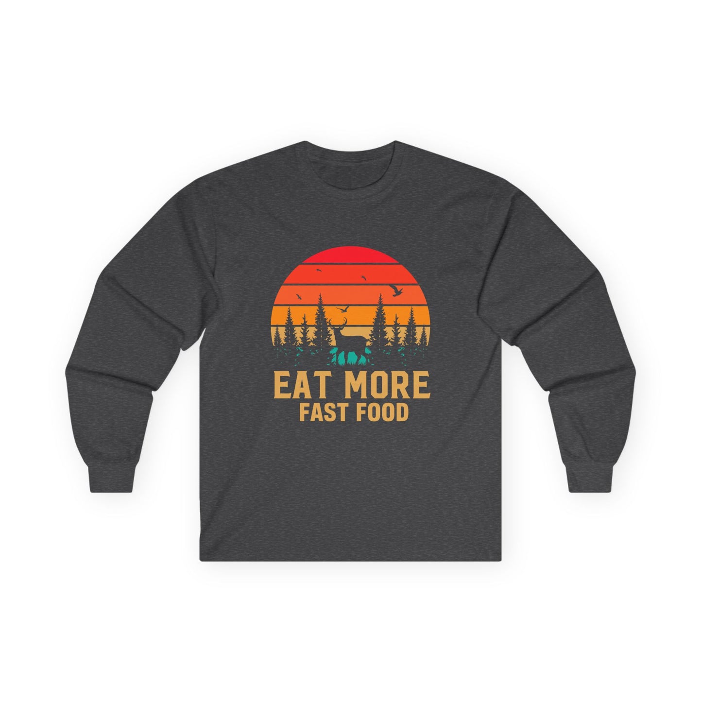 sunset forest adventure long sleeve shirt for nature lovers