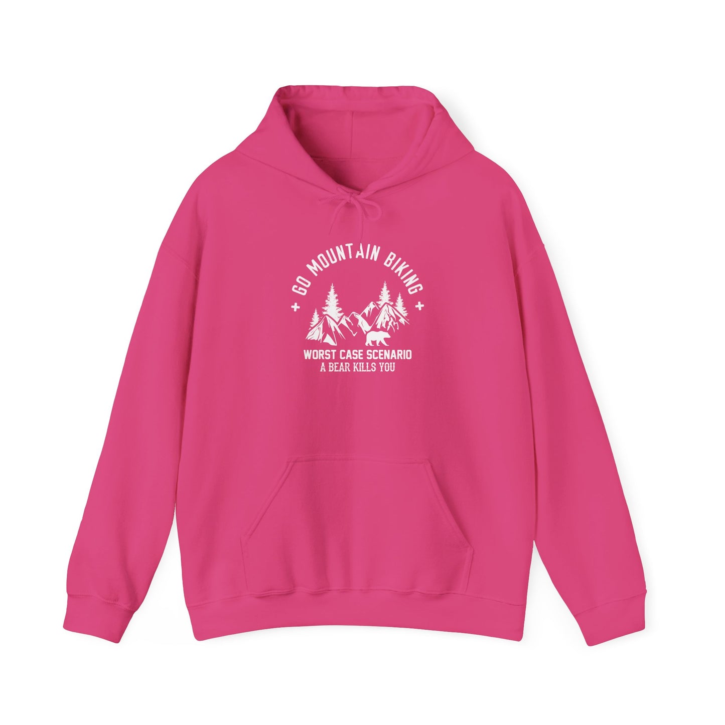 adventure awaits bold mountain biking hoodie