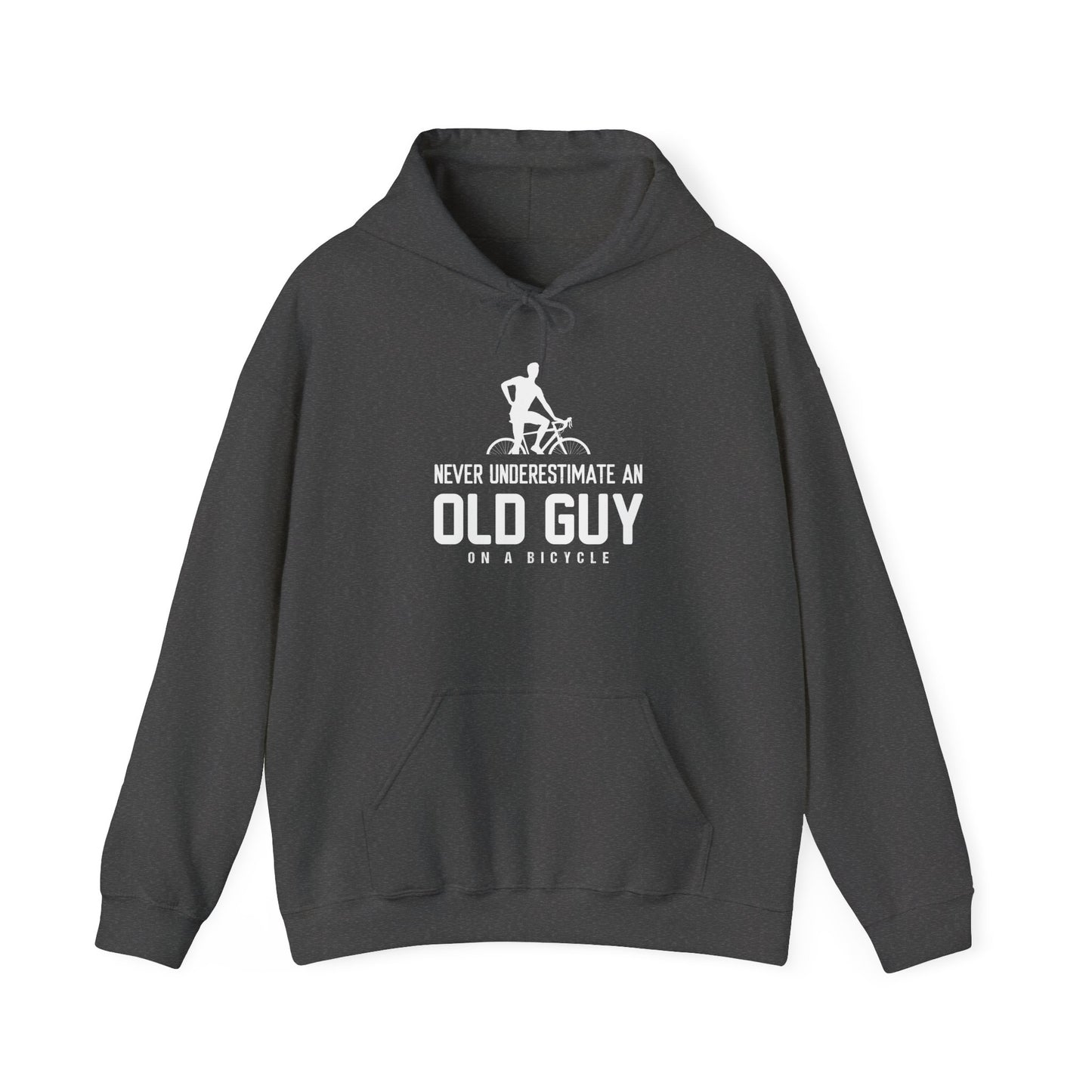 never underestimate an old guy on a bicycle hoodie