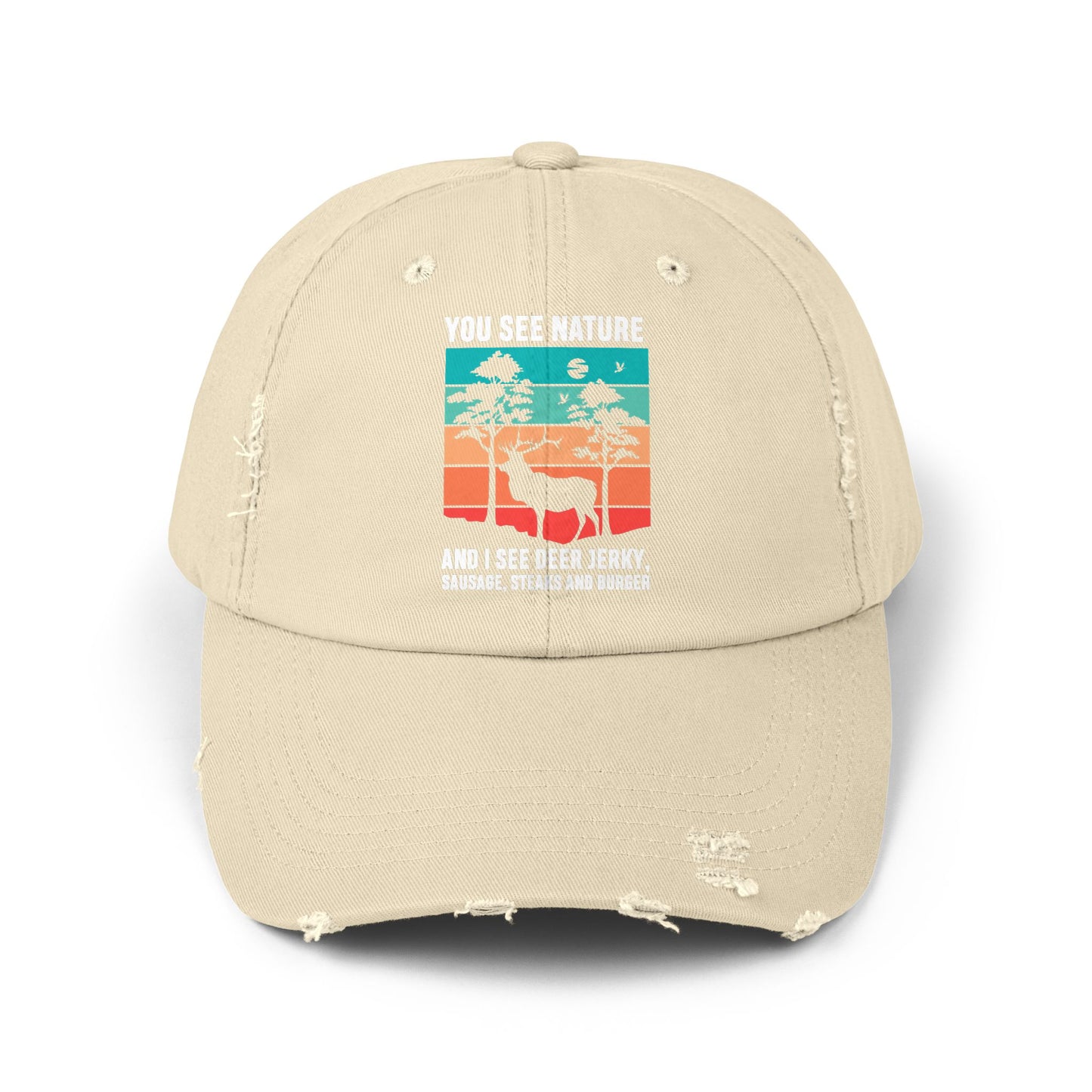 hunting humor outdoor hat with deer and nature scene